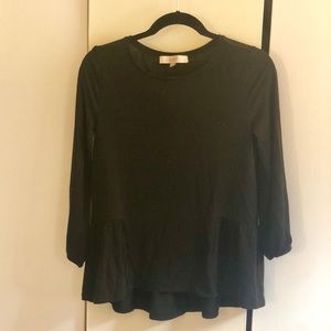 Black LOFT Shirt with bottom ruffle
